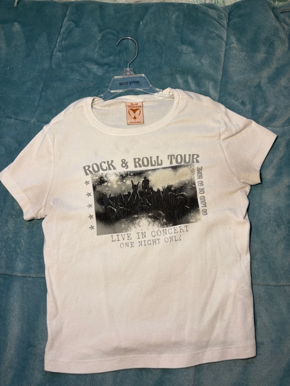 Self Esteem White Graphic 'Rock & Roll Tour' Short Sleeve Tee